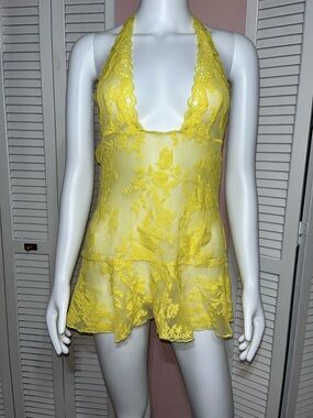 Victoria's Secret Yellow Lace Halter Chemise